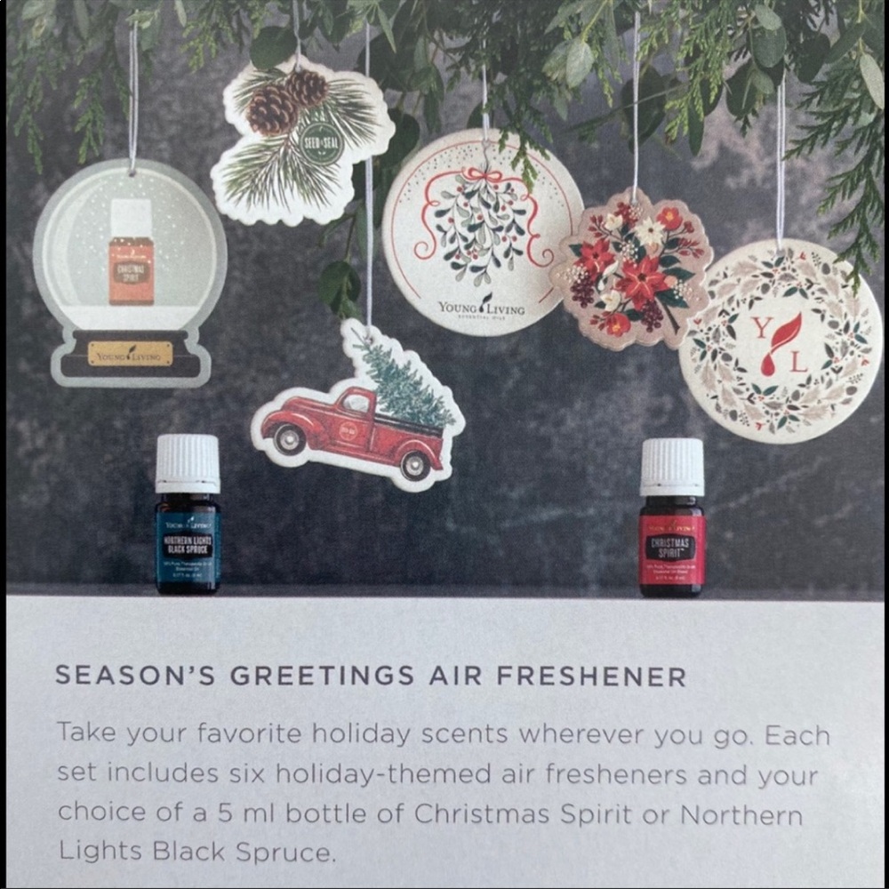 Young Living Air freshener set of 6 with Christmas Spirit Essential oil.